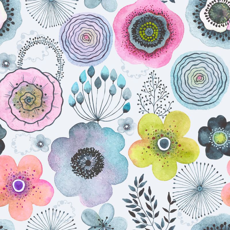 Colorful Flowers Mural Wallpaper Abstract Modern Moisture Resistant Wall Art for Room