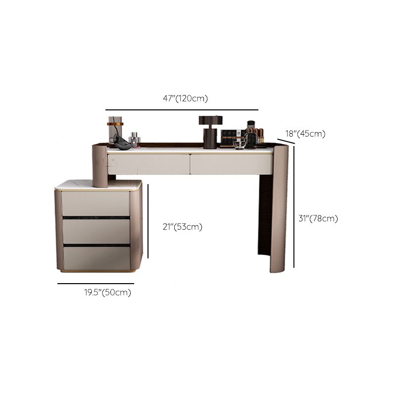Contemporary 30.7" Height Slate Top Table Makeup Vanity with Drawers
