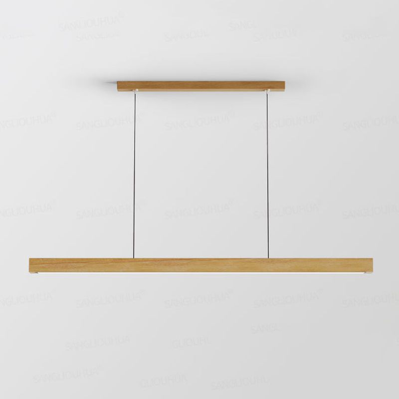 1 Light Linear Pendant Light Fixture Contemporary Metal Hanging Light in Brown