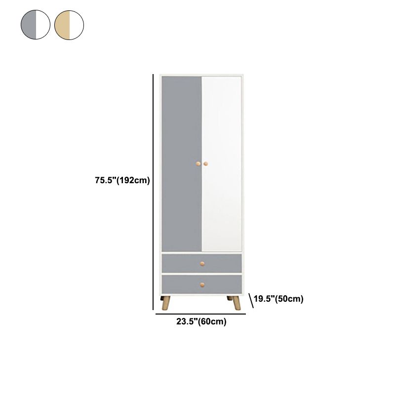 Modern Matte Finish Wardrobe for Home Wood Storage Cabinet with Hinged Door
