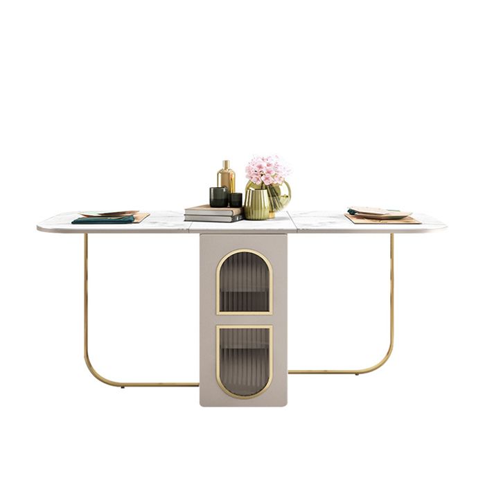 Moderna 1/2/3/5 Piezas Mesa de comedor blanca con juego de comedor plegable de piedra sinterizada