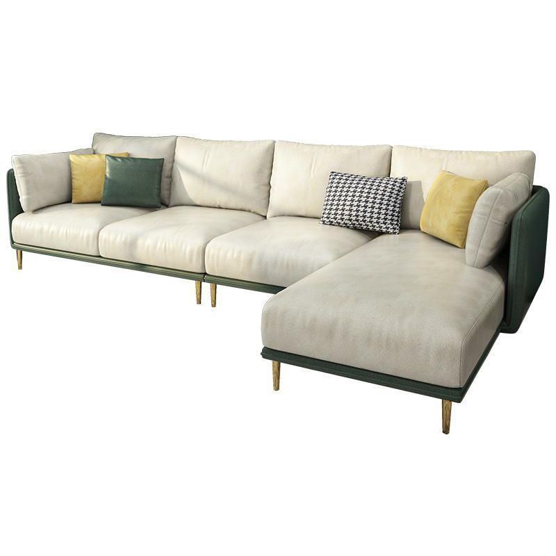 Green Luxurious Sectional Sofa Faux Leather Round Arm Sectional