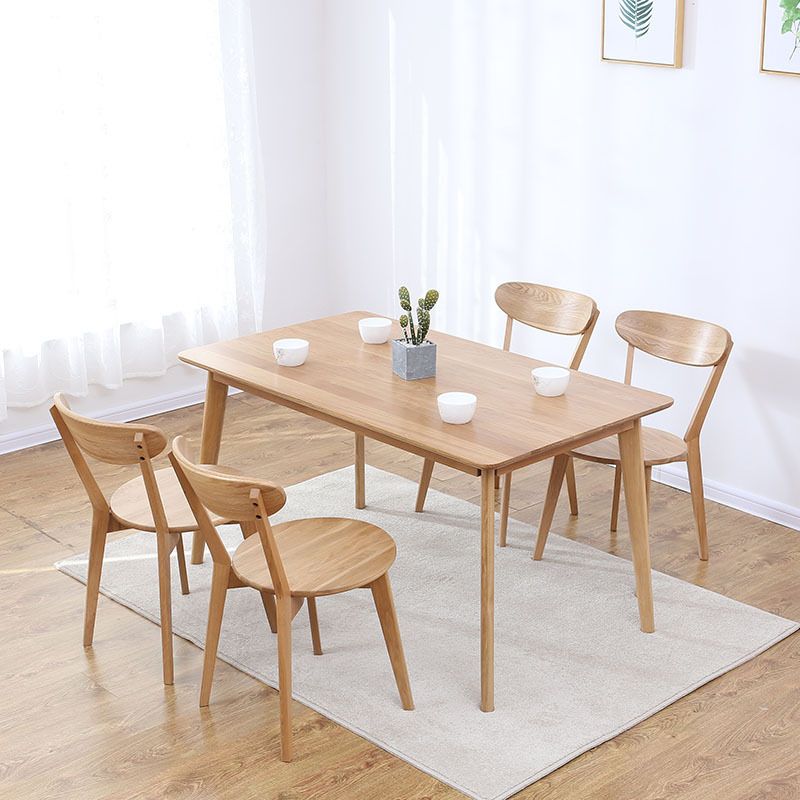 Modern Oak Wood Table for Restaurant Rectangle Dining Table with 4 Legs