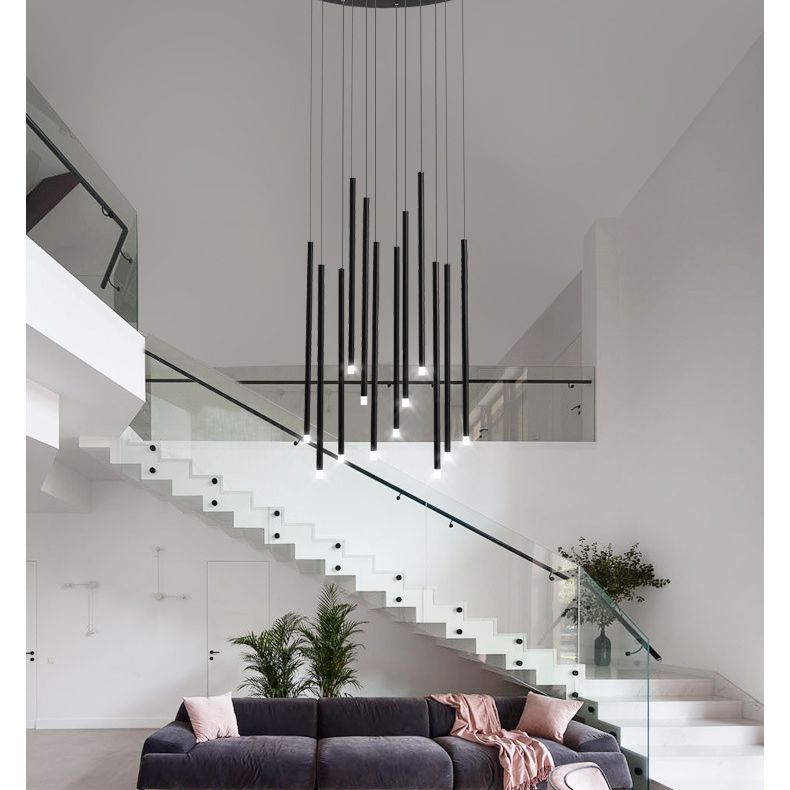 Sticchi a LED illuminazione a sospensione su scala in metallo minimalista lampada sospensione del soffitto con ombra acrilica