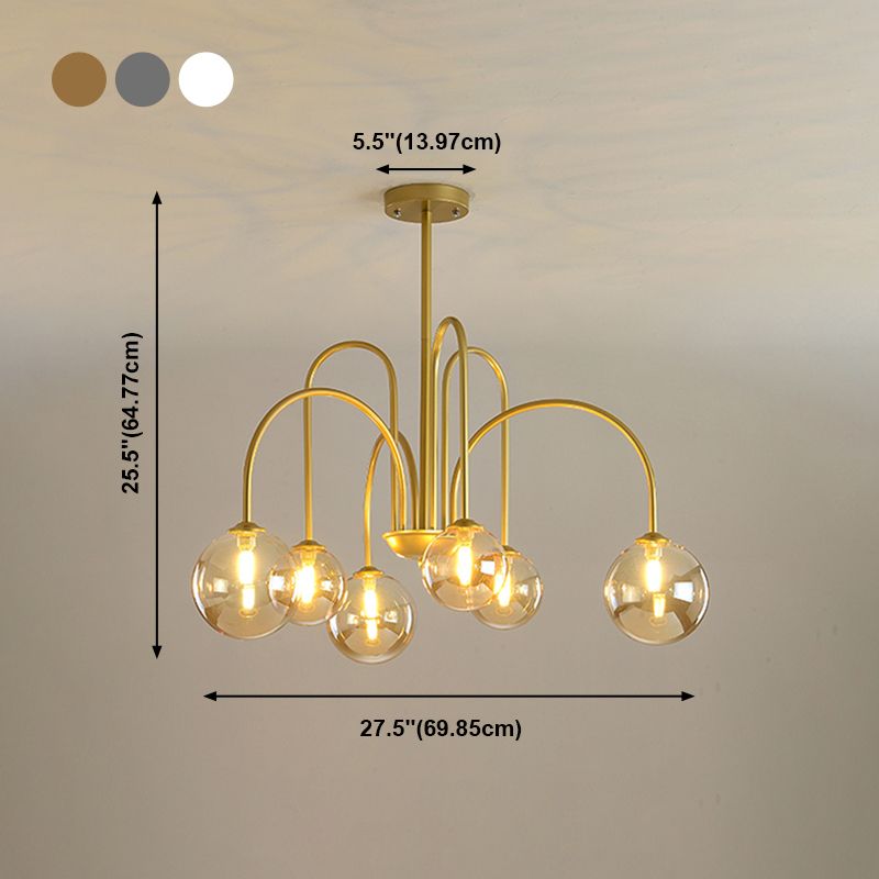 Modern Artistic Globe Hanging Lamp Lacquered Iron Indoor Chandelier with Glass Shade