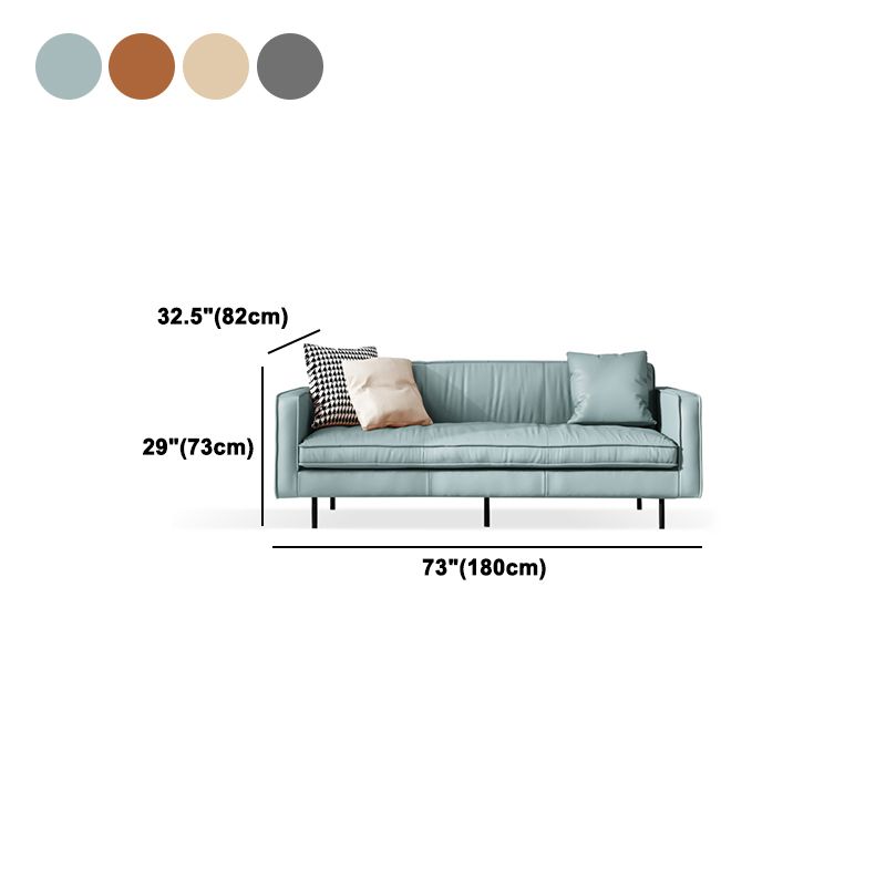 Living Room Standard Stationary Cushions Faux Leather Square Arm Sofa
