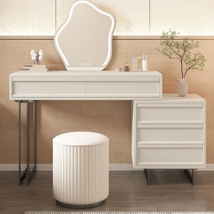 Contemporary Vanity Dressing Table in Beige with 2/5 Drawers