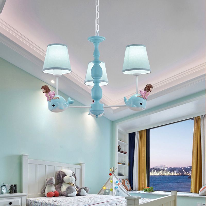 Multi Head Chandelier Light Nordic Macron Fabric Hanging Pendant for Living Room