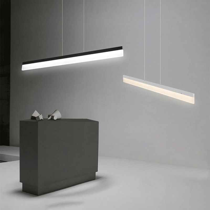 Idea de iluminación de isla lineal moderna Luces colgantes de aluminio con sombra acrílica