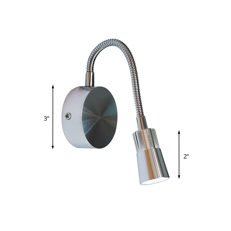 LED Corridor Reading Wall Light with Mini Metal Shade Warm/White Lighting Wall Sconce Lamp in Chrome