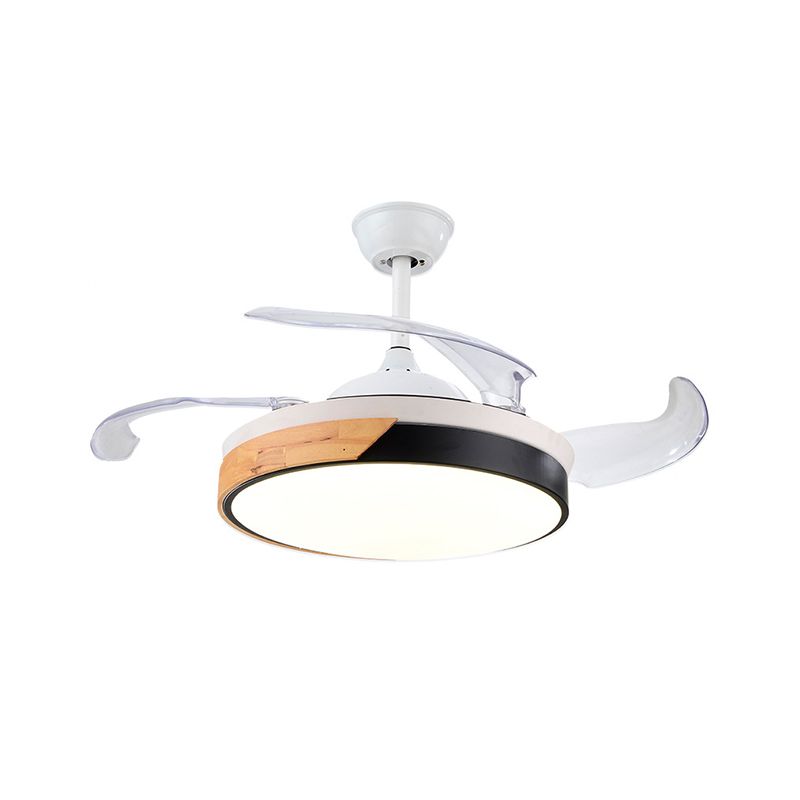 Nordic Ring Semi Mount Lighting 42 "W LED Acrylhänge -Lüfterlampe in Weiß mit Fern-/Wandsteuerung/Frequenzumwandlung, 4 Klingen