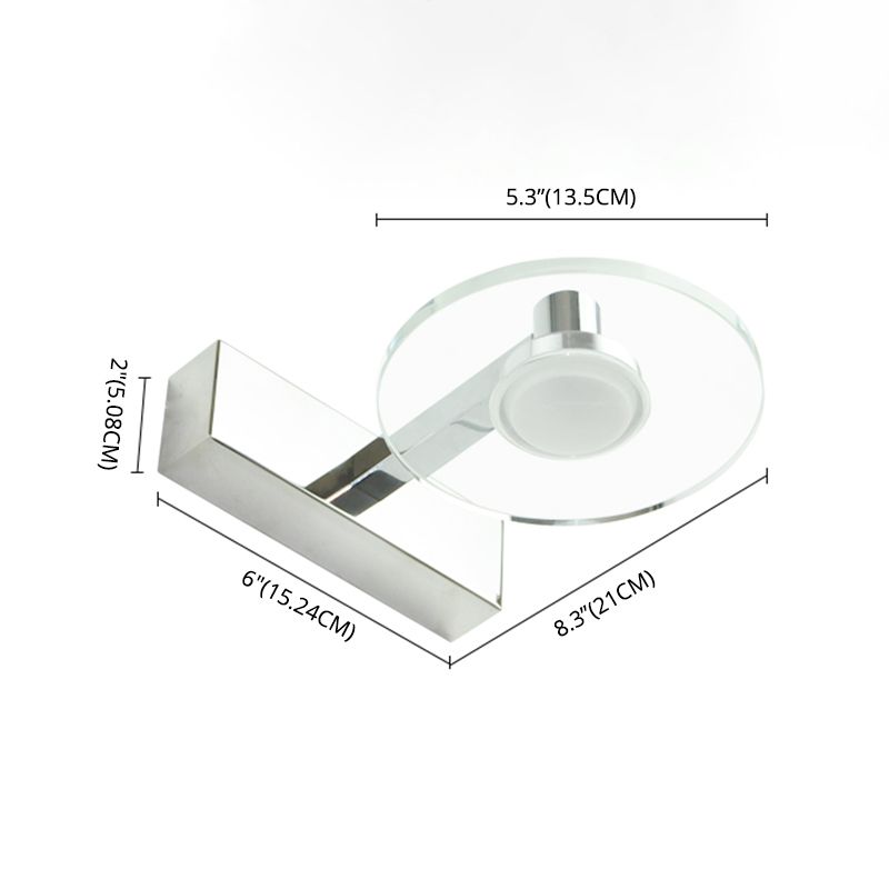 Translucent Crystal Vanity Light Sconce 1 Light Circle Vanity Vanity Lamp for Bathroom