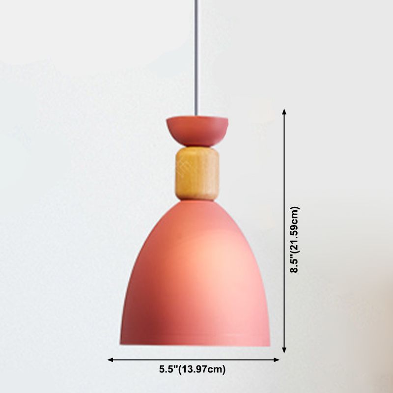 Iron Glass Chandelier Modern Simple Macaroon Style 1 Light in White for Dining Room or Bedroom