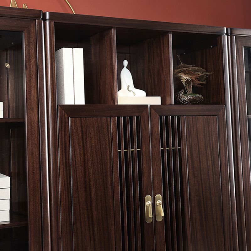 Closed Back Wood Bookshelf Contemporary Bookcase with Cabinets