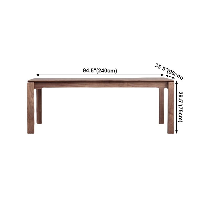 Rechteck brauner Ton Esstisch Massivholz Tisch minimalistisch mit 4 Beinen
