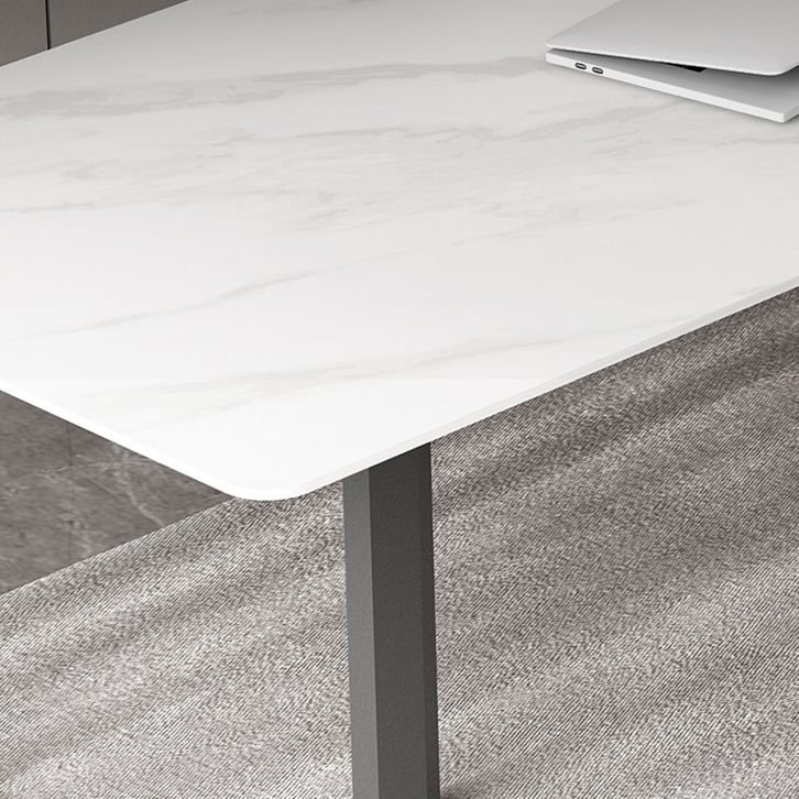 Rectangle Double Pedestal Industrial Table Fixed Table with Sintered Stone