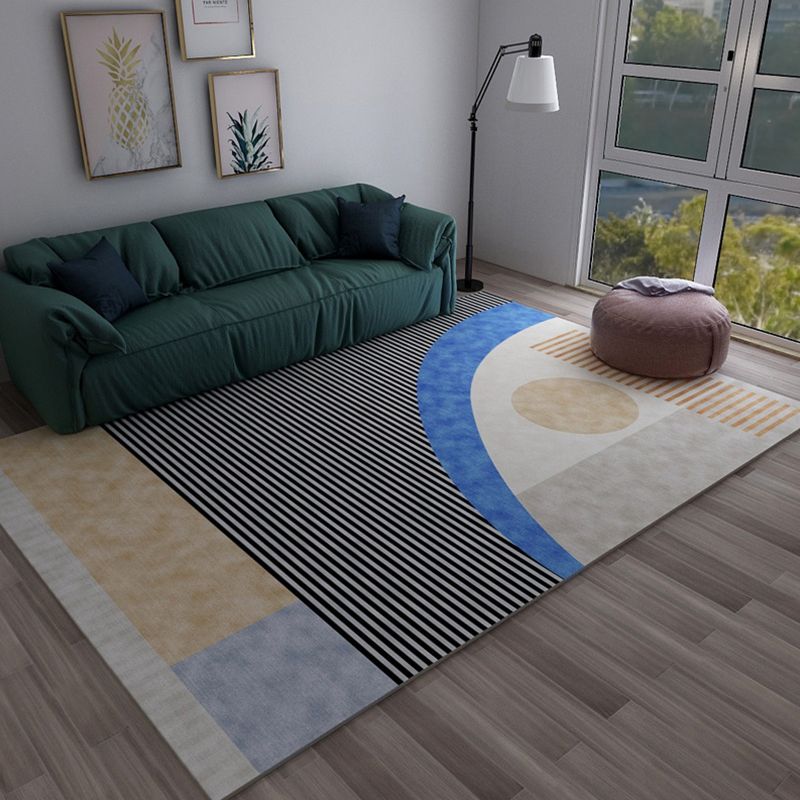 Casual Bedroom Rug Multi Color Geometric Print Rug Polyster Non-Slip Backing Stain-Resistant Carpet