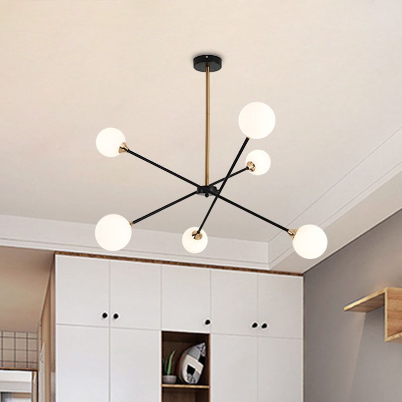 Einfacher Stil gestapelter Anhängerlampe mit Blasenschatten Eisenkronleuchter für Hotel Wohnzimmer