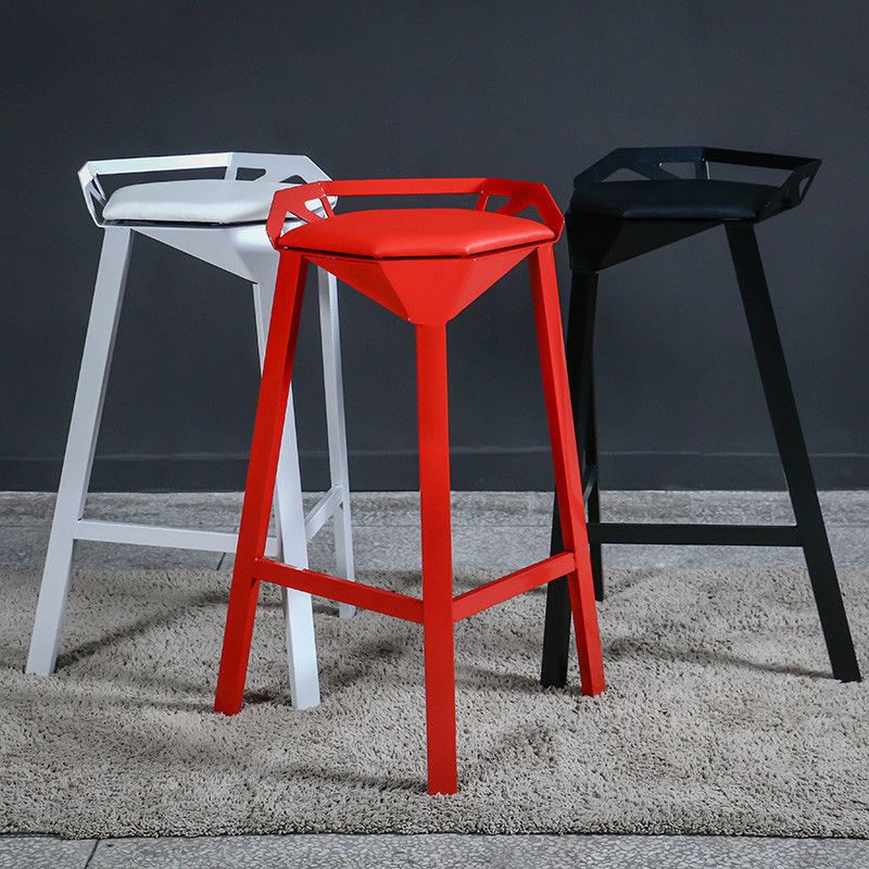Modern Stackable Backrest Counter Stool Iron Cafe Bar Stool with Cushion and Pedal