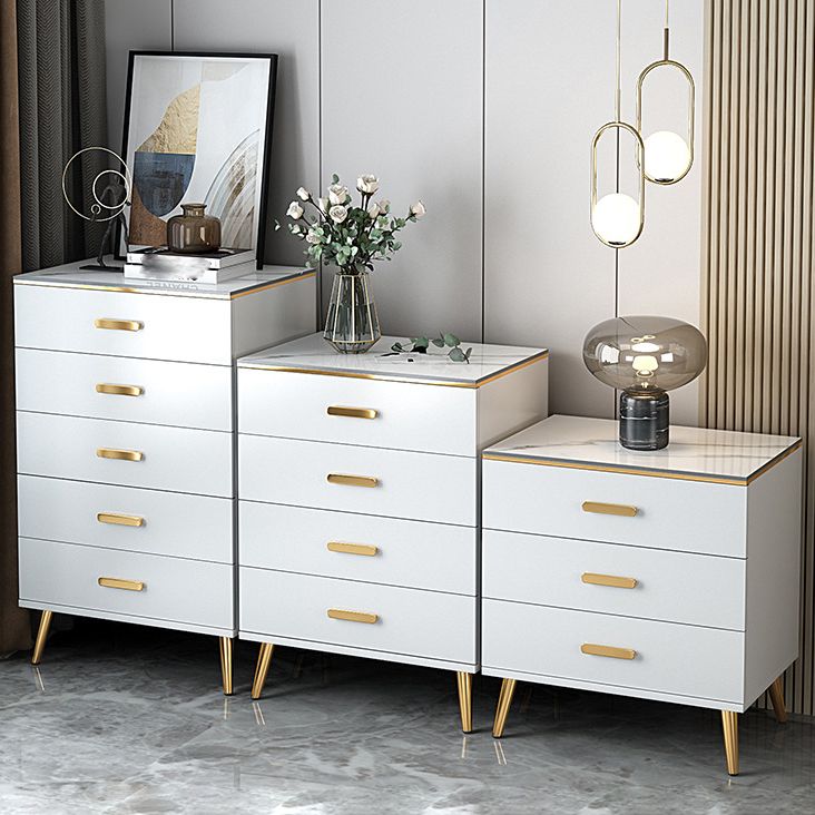 15.74" Wide Modern Accent Chest White Wooden Chest with Drawers