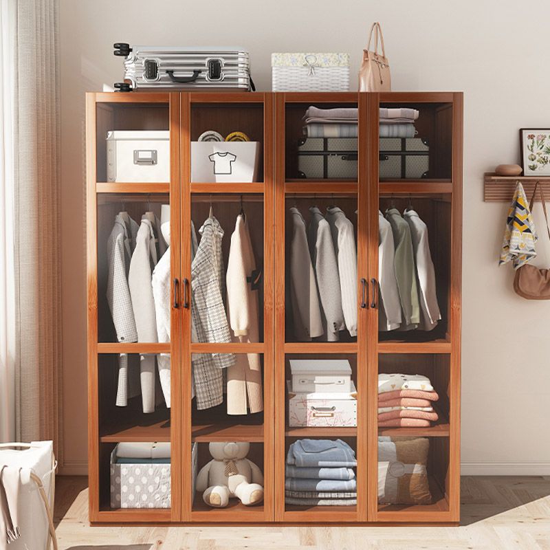 Modern Wardrobe Cabinet Solid Wood Clothes Rail Wardrobe Armoire