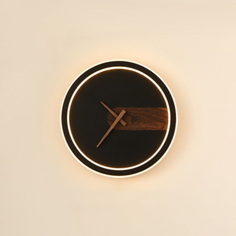 Orologio Nordic Wall Sconce Sconcetto ACRILICO LED LED LEGGIO con decorazione in legno