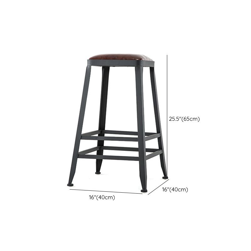 Contemporary Armless Dining Stool Metal Bar Stool with Footrest