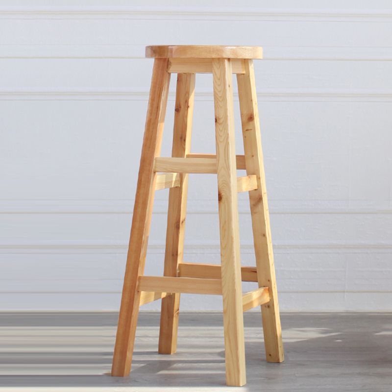 Moderner armloser Rückenloser Thekenhocker Holz Café Barhocker mit Holzsitz, 1 Stück