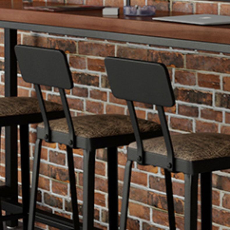 Industrial Faux Leather Dining Stools Armless Bar Stools with Black Metal Base