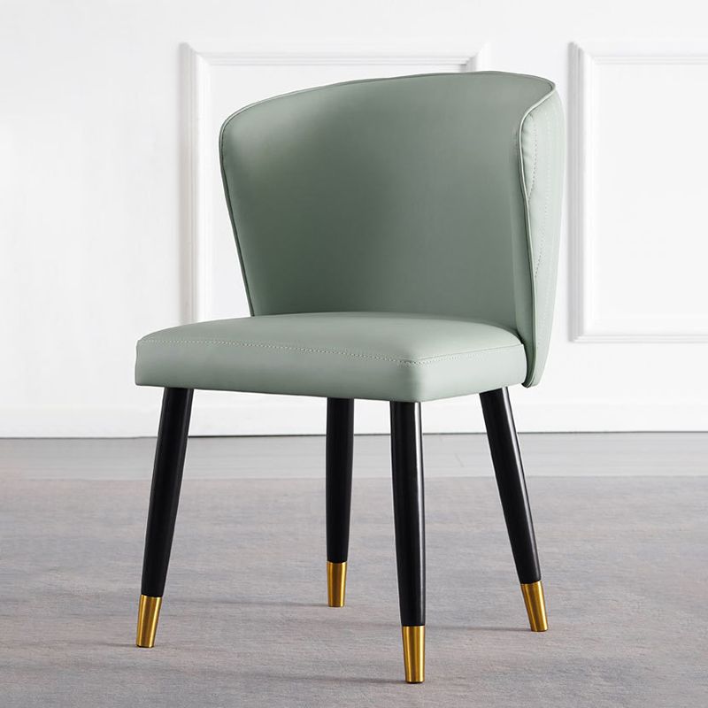 Glam Style Armless Side Chairs Wooden Chair with Wood Legs for Kitchen