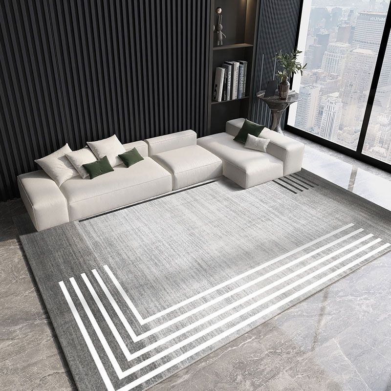 Gorgeous Gray Tone Carpet Modern Polyester Area Rug Living Room Area Rug with Non-Slip Backing