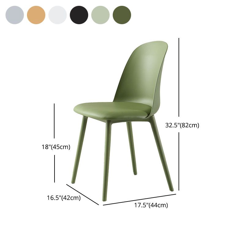 Silla lateral escandinava de plástico sin brazos, silla con respaldo sólido para el hogar