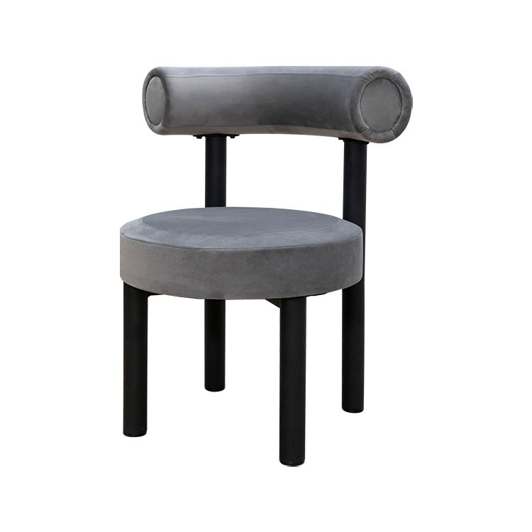 Silla de comedor de terciopelo contemporáneo, silla sin brazos de comedor de metal para uso en restaurantes