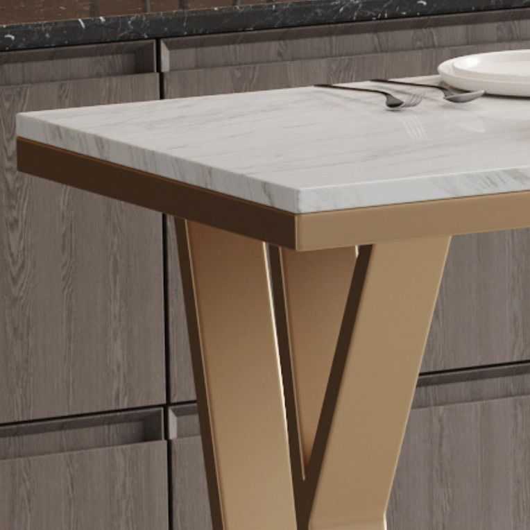 1/5 Pieces Glam Iron Bar Table Set Rectangle Bistro Set with White Faux Marble Top