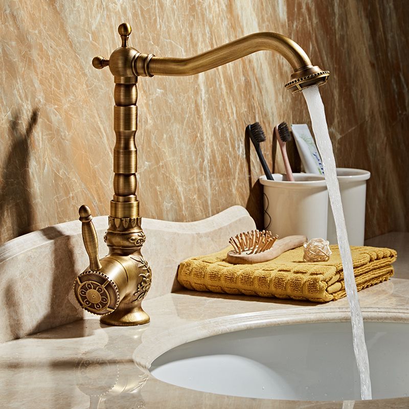 Brass Traditional Wide Spread Bathroom Faucet Lever Lavatory Faucet