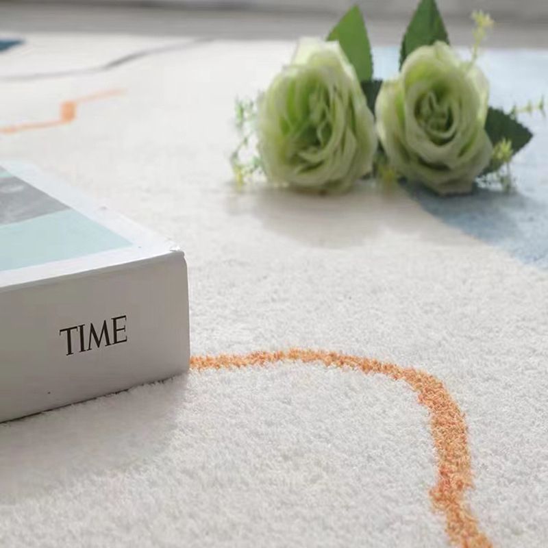 Weißer moderner Teppich Polyester Line Teppich Waschbar Teppich für Wohnzimmer