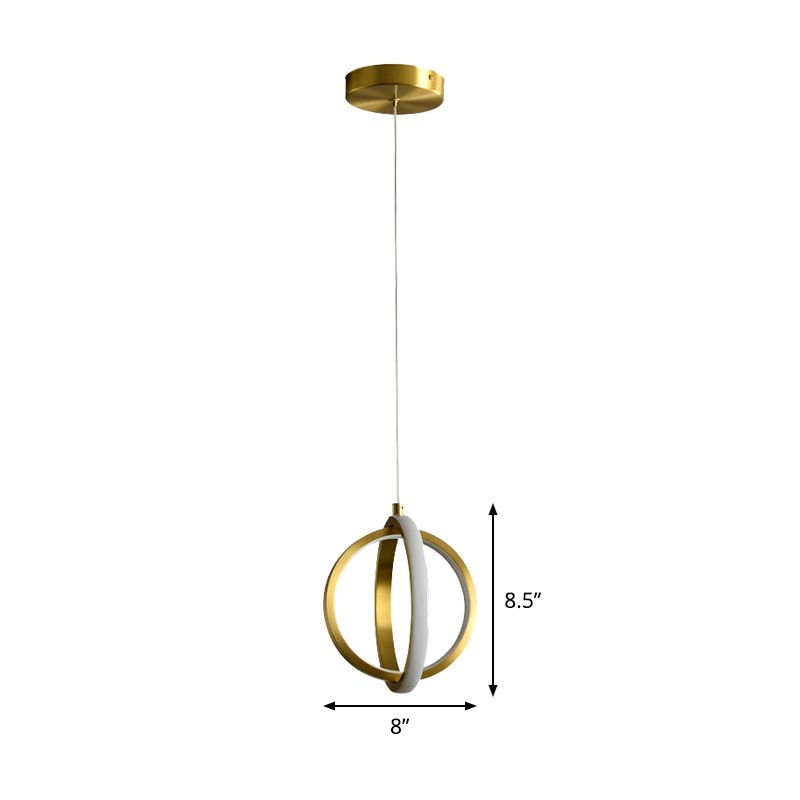 Gold Dual Ring Mini Pendant Light Kit Simplicity LED Metallic Down Lighting Pendant