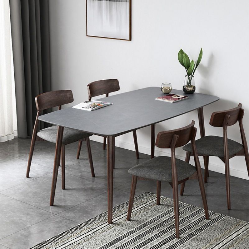 Rectangle Stone Top Dining Table Mid-Century Modern Dining Table with 4 Legs