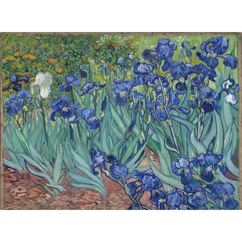 Full Size Illustration Modern Mural Wallpaper with Flowers Garden Scenery in Blue