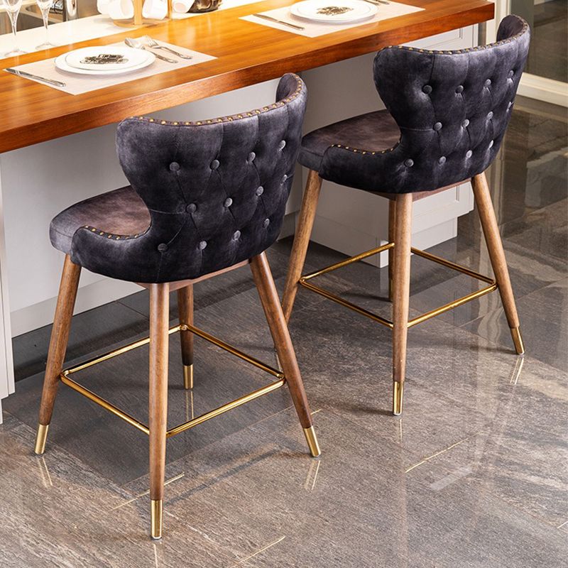 Low Back Dining Stools Bucket Armless Bar Stools with Wood Base