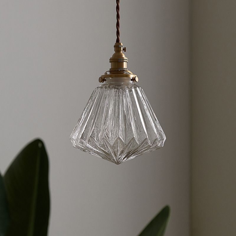 Rippen klare Glashängelampe Vintage Style Single-Bulb Restaurant Beleuchtung Anhänger