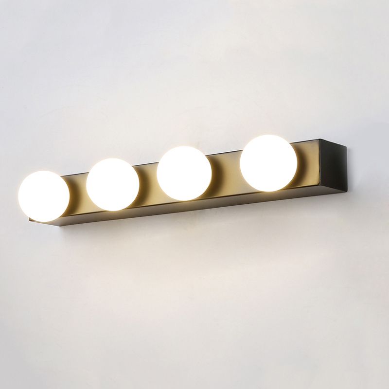 Black/White Finish Open Bulb Vanity Lighting Fixture Minimalism Style 4/5 Heads Metal Wall Light for Bathroom