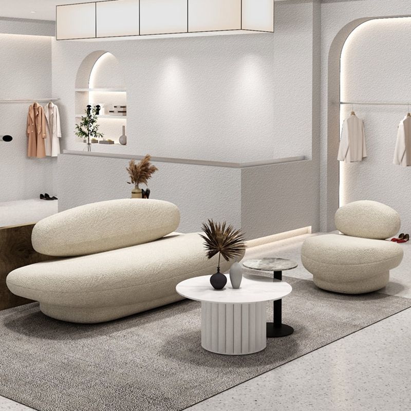 Wool Modern Style Curved Sofa Statement Armless Sofa in Beige