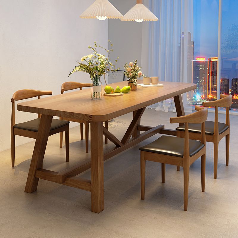 Industrial Dinette Table Solid Wood Rectangle Dinner Table in Brown