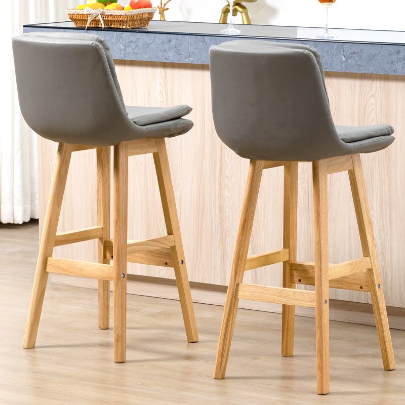 Leren emmer barkruk lage rug moderne binnenkruk met houten poten