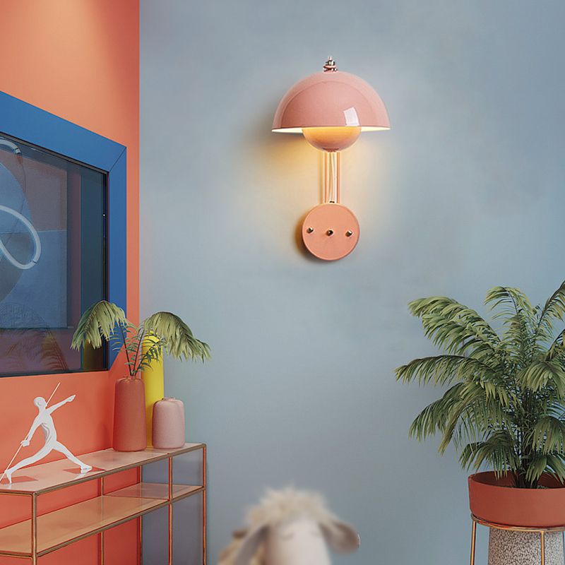 Nordic Style Metal Wall Mount Light Dome Shape Colorful Wall Lamp for Living Room