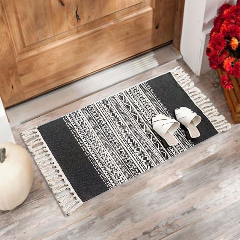 Multi Color Comfort Rug Jute Geometrisch Gedrukt gebied Tapijt Easy Care Liet-resistente huisdiervriendelijke kleed met kwastje voor slaapkamer