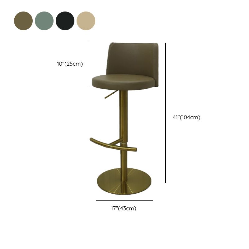 Industrial Adjustable Height Bar Stools Matte Finish Faux Leather Stools