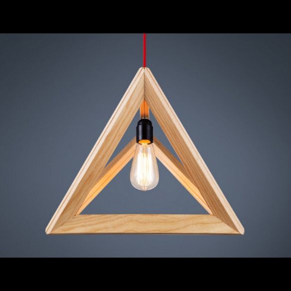Beige houten driehoek hangende licht lichte Noordse moderne stijl 1 lichte restaurant plafond hanglamp