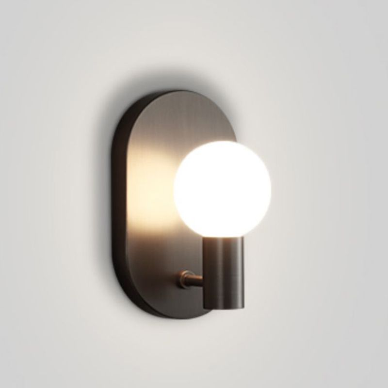 Solid Brass Wall Lamp Contemporary Black / Gold Wall Light with Glass Shade